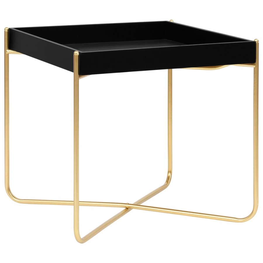 Table d'appoint Noir et doré 38x38x38,5 cm MDF