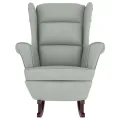 Fauteuil à bascule et pieds en bois d'hévéa Gris clair Velours