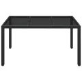 Table de jardin dessus en verre Noir 150x90x75cm Résine tressée