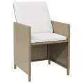 Chaises de jardin avec tabourets 2 pcs Résine tressée Beige