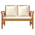 Banc canapé avec coussins Blanc crème Bois d'acacia solide