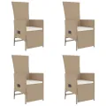 Ensemble à manger de jardin avec coussins 5pcs Beige poly rotin