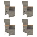 Ensemble à manger de jardin 5 pcs avec coussins Gris