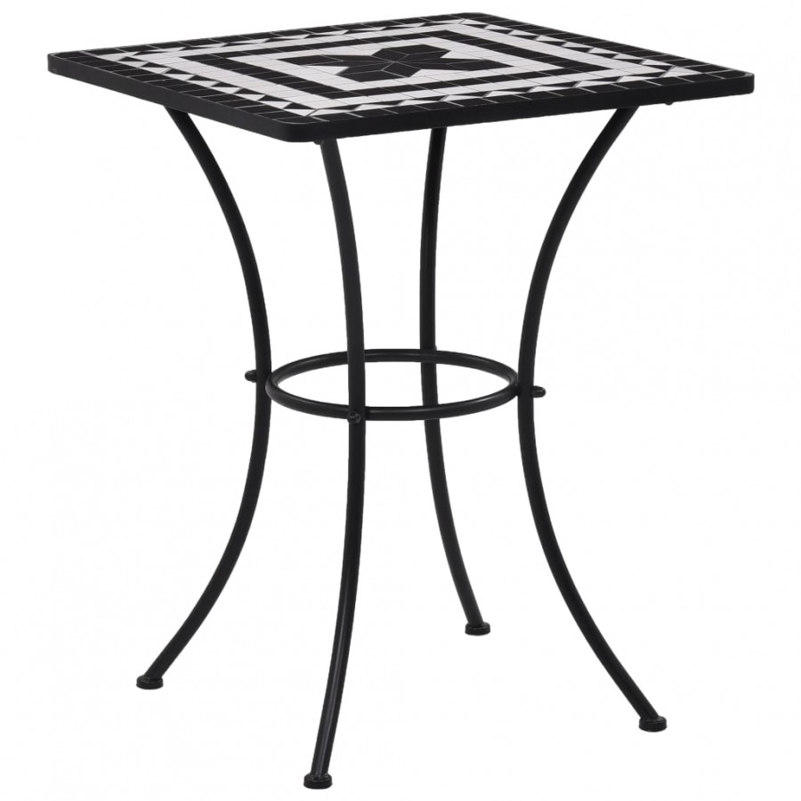 Table de bistro mosaïque Noir et blanc 60 cm  Céramique