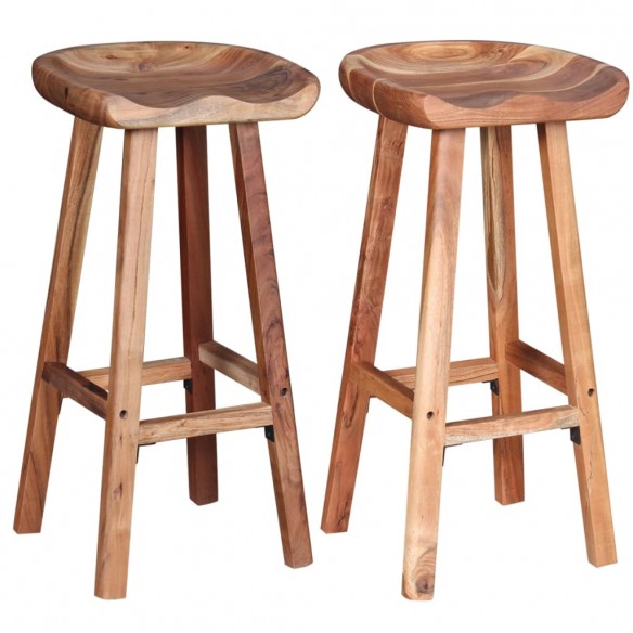 Tabourets de bar lot de 2 bois d'acacia solide