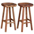 Tabourets de bar lot de 2 bois d'acacia solide