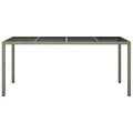 Table de jardin Gris 190x90x75 cm Verre trempé/résine tressée