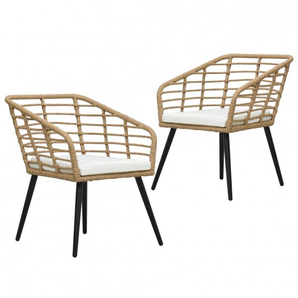 Chaises de jardin 2 pcs avec coussins Résine tressée Chêne