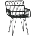 Chaises de jardin 2 pcs avec accoudoir Noir 56x64x80 cm