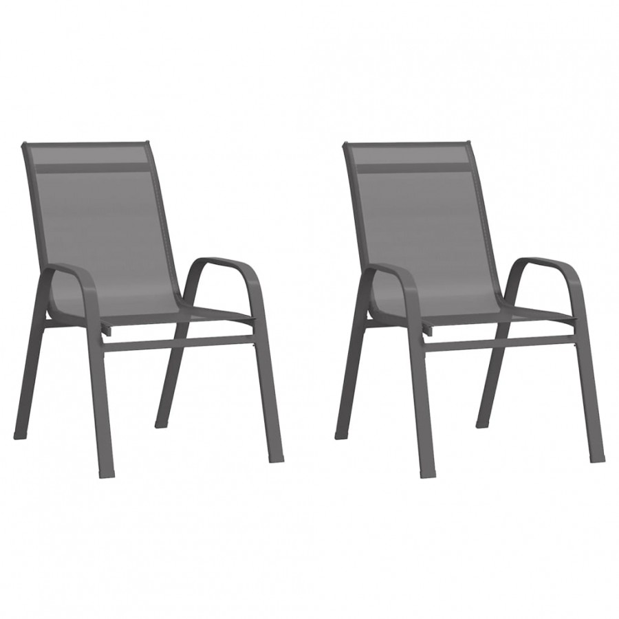 Chaises empilables de jardin 2 pcs Gris Tissu textilène