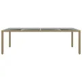 Table de jardin avec dessus en verre beige résine tressée