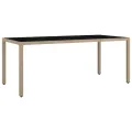 Ensemble à manger de jardin et coussins 9 pcs beige Poly rotin