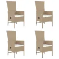 Ensemble à manger de jardin avec coussins 5pcs Beige poly rotin