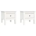Tables d'appoint 2 pcs Blanc 40x40x39 cm Bois massif de pin
