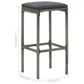 Tabourets de bar avec coussins lot de 6 gris résine tressée
