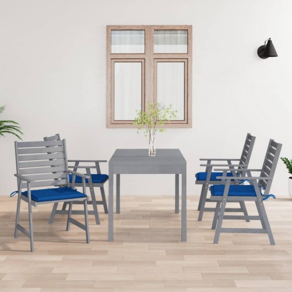 Chaises à dîner d'extérieur avec coussins 4 pcs Acacia massif