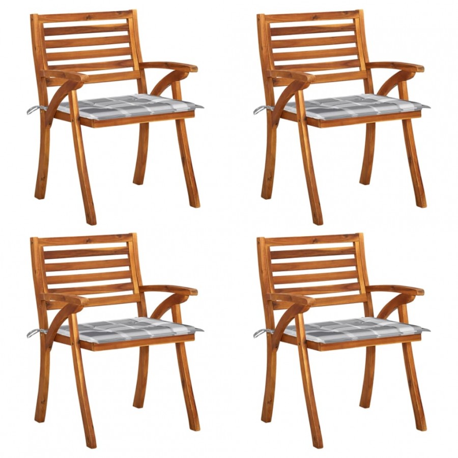 Chaises de jardin avec coussins 4 pcs Bois de teck solide