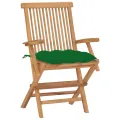 Chaises de jardin avec coussins vert 2 pcs Bois de teck massif