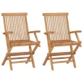 Chaises de jardin avec coussins vert 2 pcs Bois de teck massif