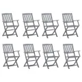 Chaises pliables d'extérieur 8 pcs avec coussins Bois d'acacia