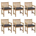 Chaises de jardin 6 pcs avec coussins anthracite Teck solide