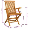 Chaises de jardin avec coussins gris 4 pcs Bois de teck massif