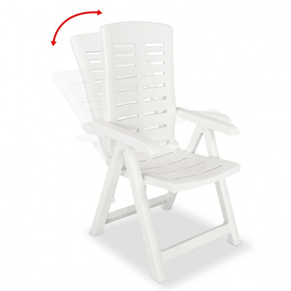 2 pcs Chaises inclinables de jardin Plastique Blanc