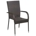 Chaises empilables d'extérieur 6 pcs Résine tressée Marron