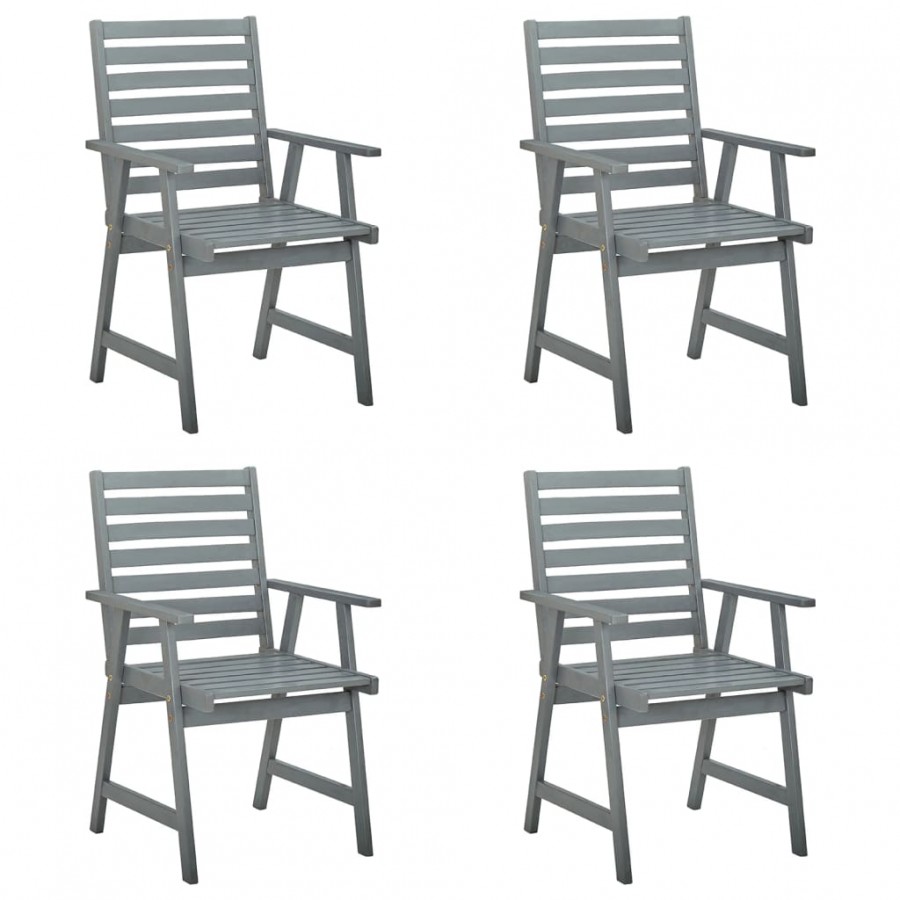 Chaises à dîner d'extérieur 4 pcs Gris Acacia en bois massif