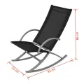 Chaises à bascule de jardin 2 pcs Acier et textilène Noir