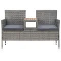 Banc de jardin 2places et table à thé 143cm Résine tressée Gris
