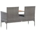 Banc de jardin 2places et table à thé 143cm Résine tressée Gris