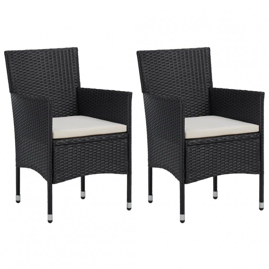 Chaises de jardin 2 pcs Résine tressée Noir