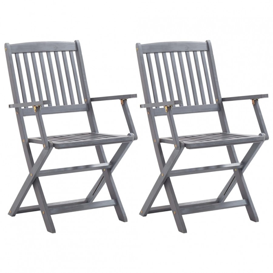 Chaises pliables d'extérieur 2 pcs Bois d'acacia solide