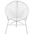 Chaise de jardin en corde forme de lune Résine tressée Blanc