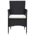 Chaises de salle à manger de jardin 4 pcs Résine tressée Noir