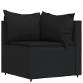 Salon de jardin 4 pcs avec coussins Noir Résine tressée