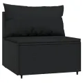 Salon de jardin 4 pcs avec coussins Noir Résine tressée
