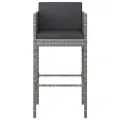 Tabourets de bar lot de 2 avec coussins gris résine tressée