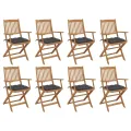 Chaises pliables d'extérieur avec coussins 8 pcs Bois d'acacia