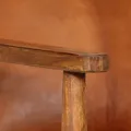 Fauteuil Marron Cuir véritable avec bois d'acacia
