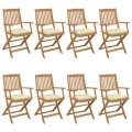 Chaises pliables de jardin 8 pcs avec coussins Bois d'acacia