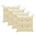 Chaises de jardin avec coussins blanc crème 3 pcs Teck massif