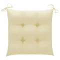 Chaises de jardin avec coussins blanc crème 3 pcs Teck massif