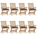 Chaises de jardin avec coussins anthracite 8 pcs Teck massif