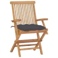 Chaises de jardin avec coussins anthracite 8 pcs Teck massif