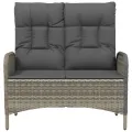 Banc de jardin inclinable avec coussins 107 cm Poly rotin Gris