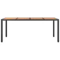Table de jardin plateau en bois Noir Résine tressée bois massif