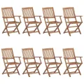 Chaises pliables de jardin 8 pcs avec coussins Bois d'acacia