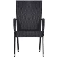 Chaises empilables d'extérieur 4 pcs Résine tressée Noir